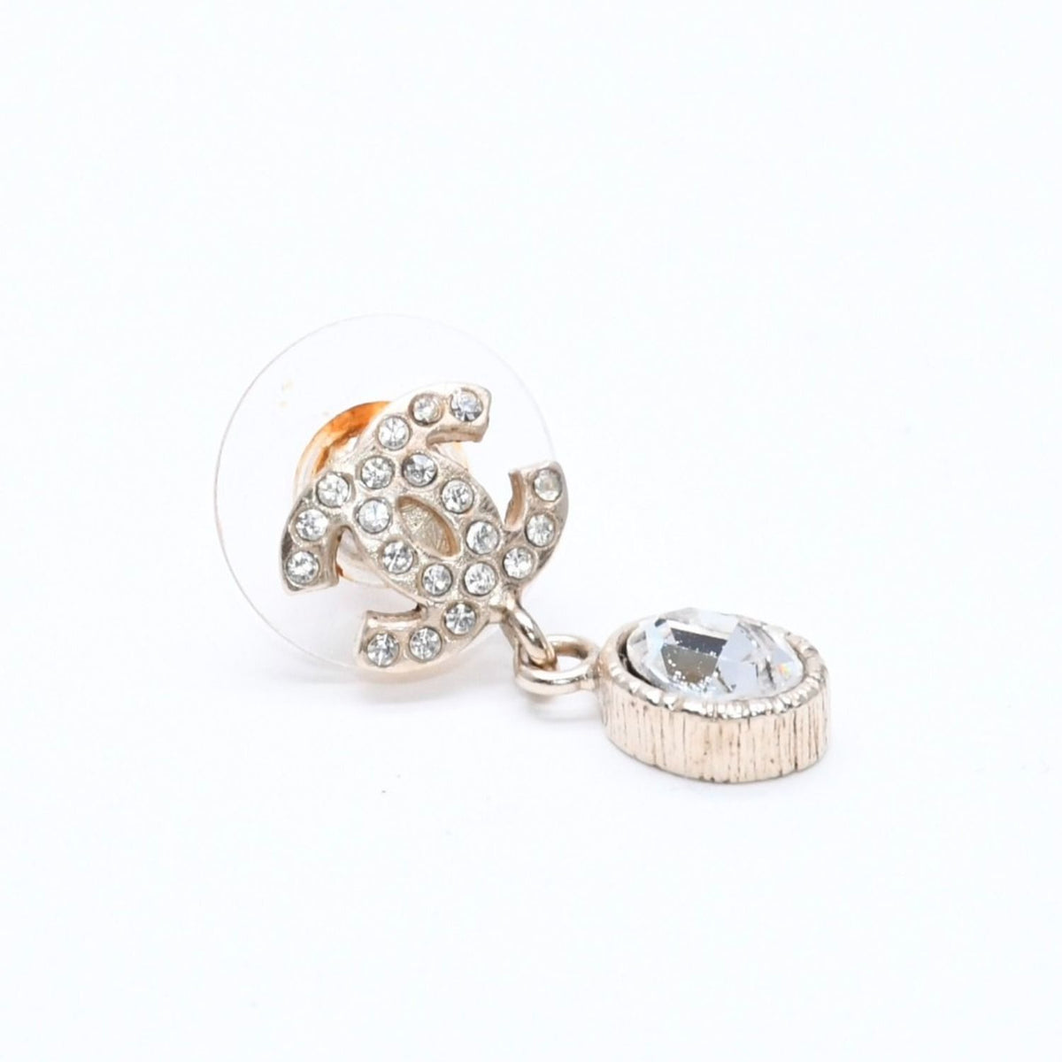 Chanel Heart CC Logo Hoop Earrings 06A Stamp Crystal Metal — view 8