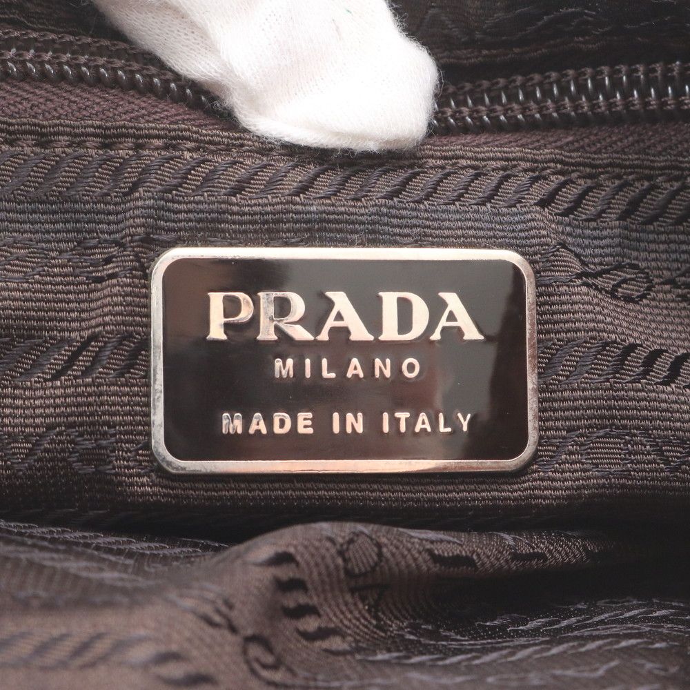 Prada Tessuto Nylon Triangle Logo Leather Backpack Shoulder Bag — view 8