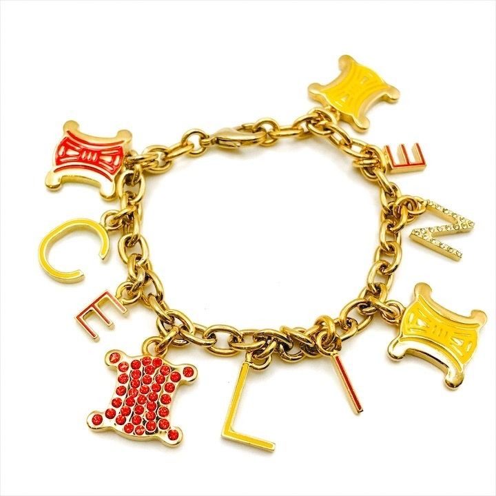 Celine Triomphe Gold Line Stone Bracelet