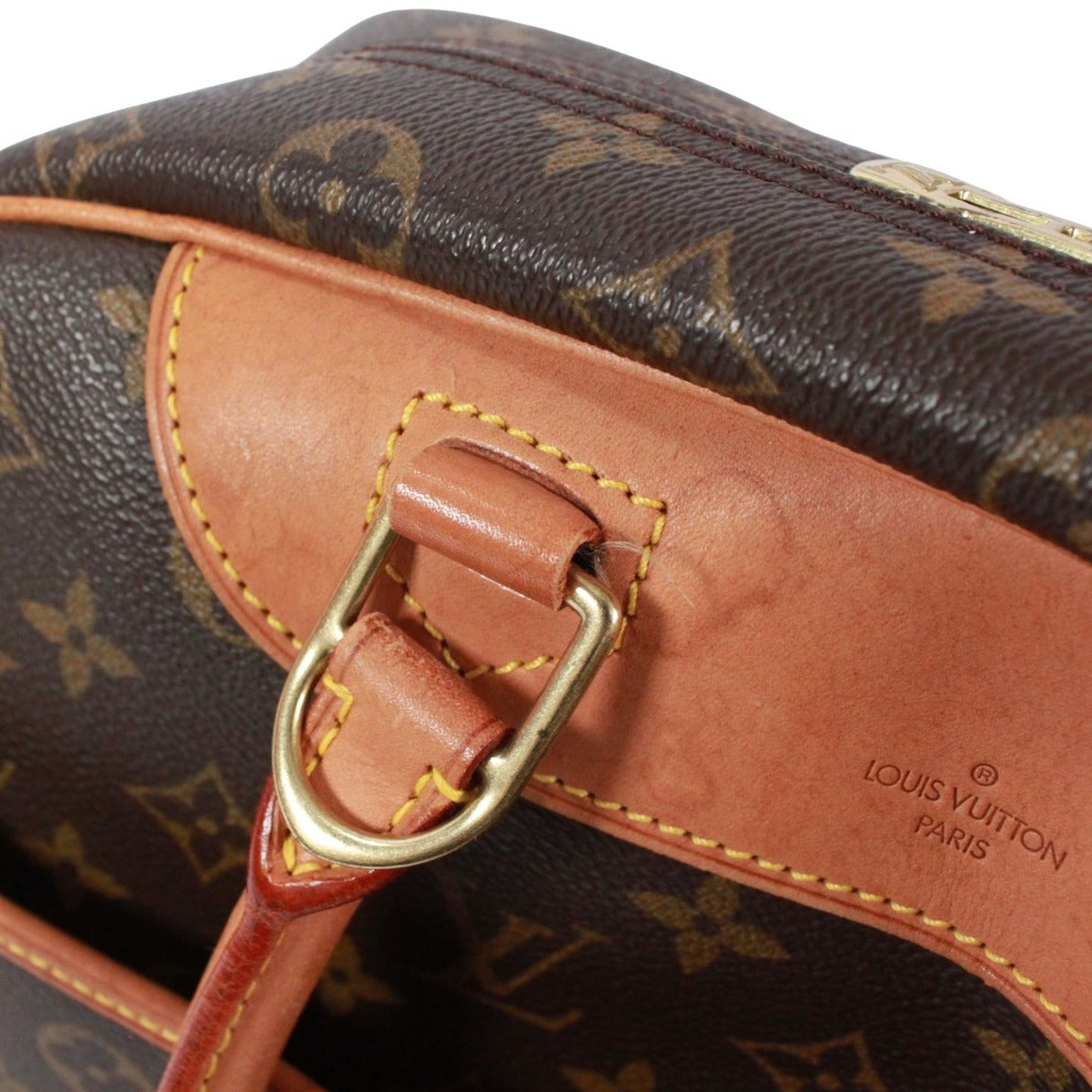 Louis Vuitton Deauville Bowling Vanity Monogram Leather Brown Handbag Gold — view 15