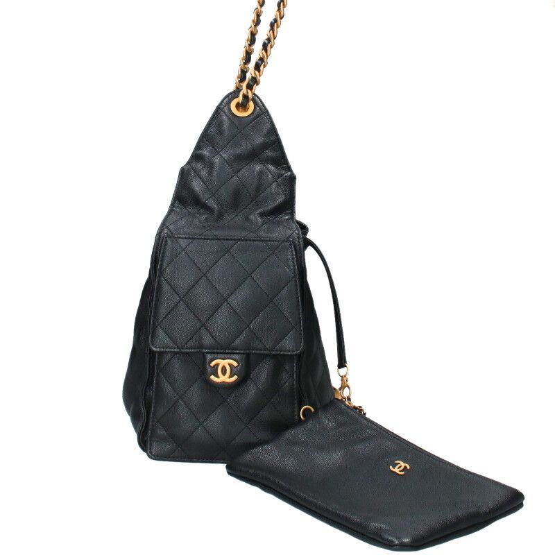 Chanel 25 Medium Coco Mark Caviar Skin Large Shoulder Bag Men's