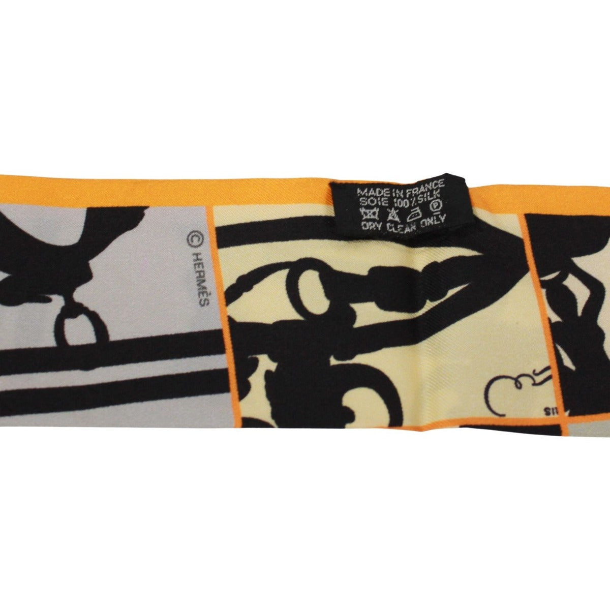 Hermes Twilly Dissipulated Silk Orange Black Scarf — view 4