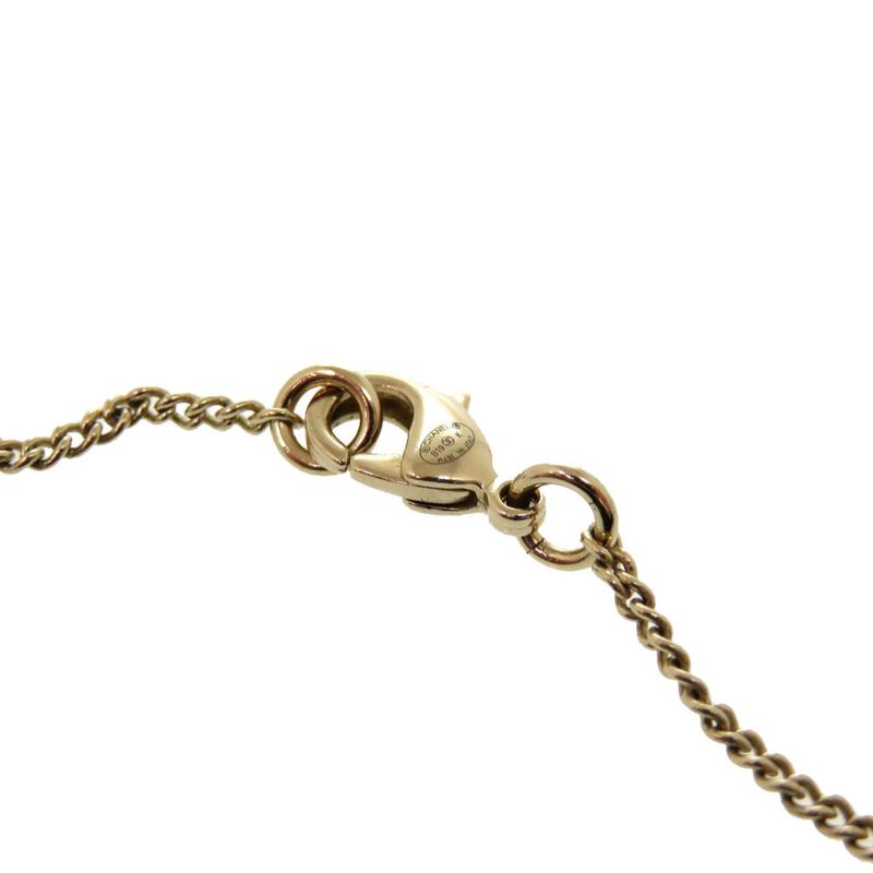 Chanel Faux Pearl Stone Chien Pan Gold B19K Coco Mark Necklace Accessory 0998