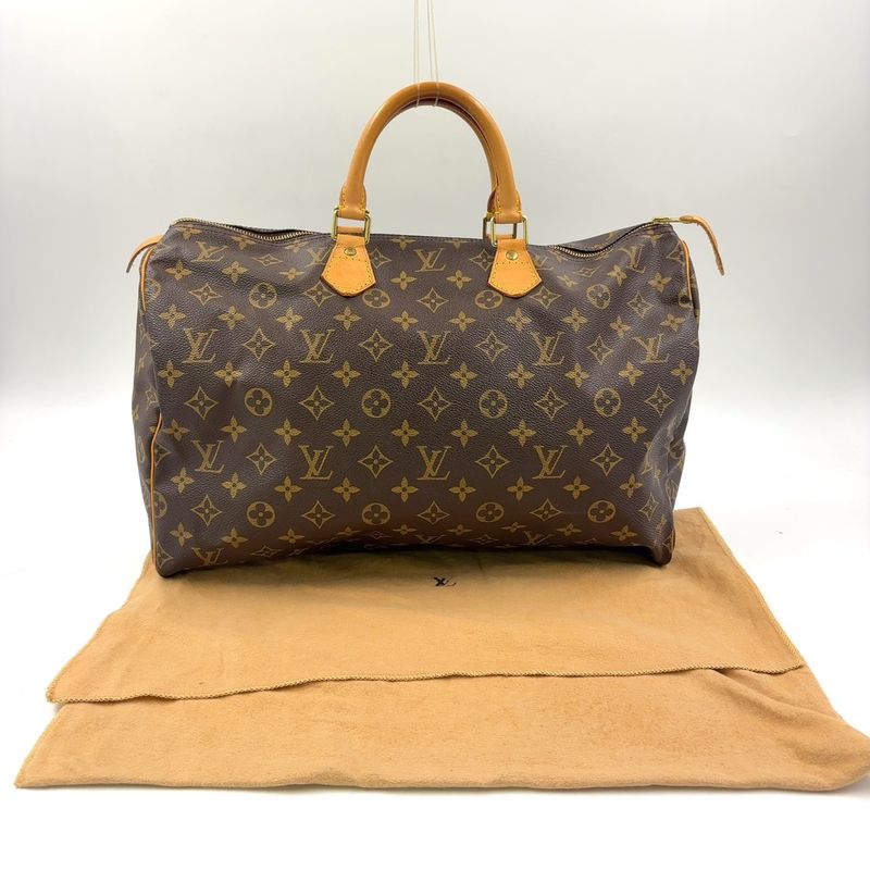 Louis Vuitton Speedy 40 Monogram Leather X PVC Brown Handbag Gold M41522