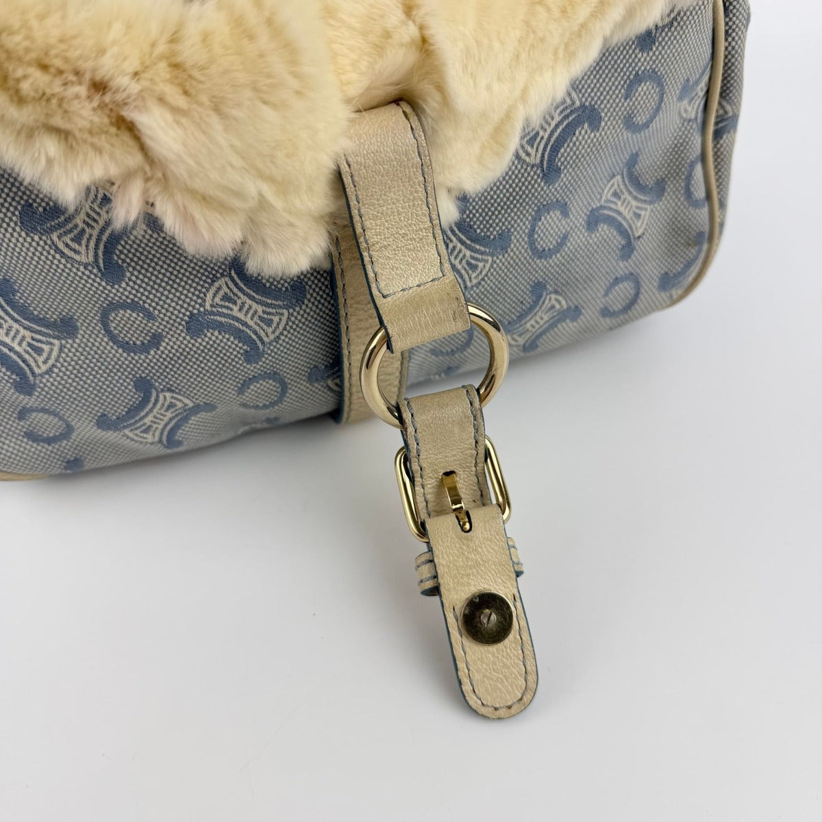 Celine C Macadam Shoulder Bag Blue Canvas Vintage — view 16