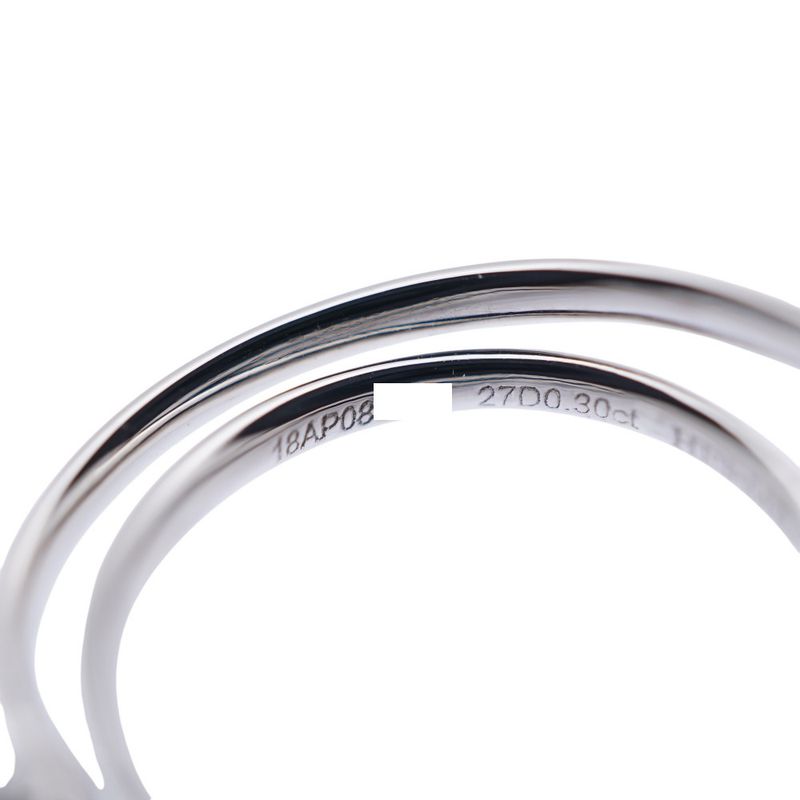 Hermes Vertige Coeur Diamond 030ct 18K White Gold #50 Ring 750wg White Togo