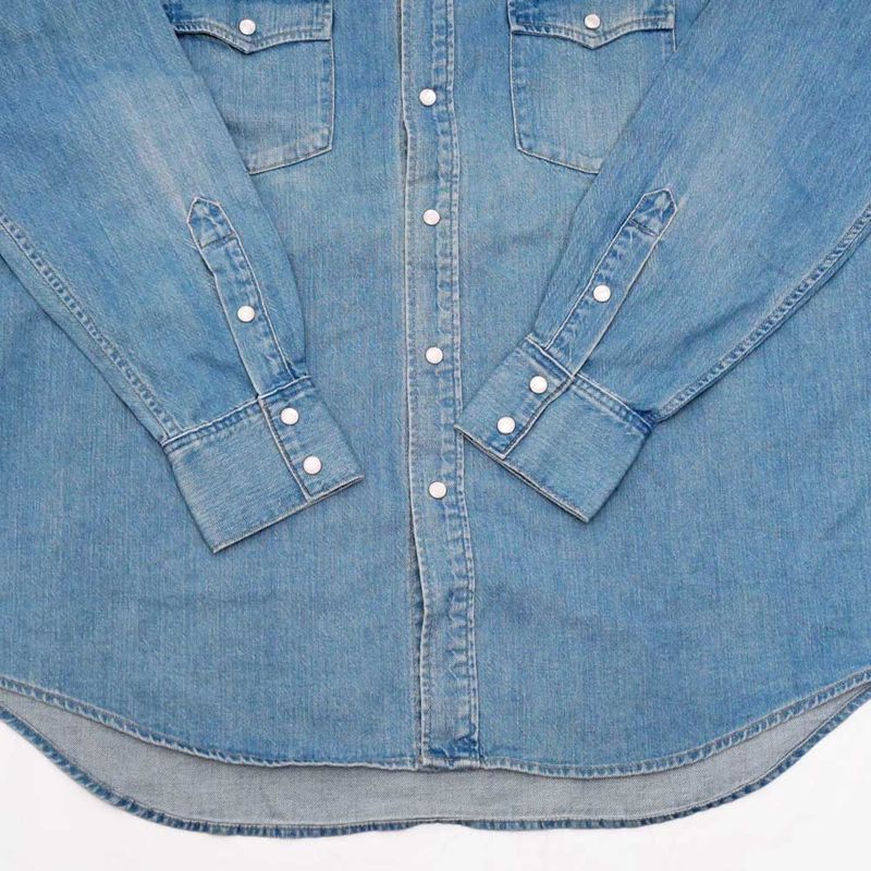 Celine Western Shirt Denim M Size Blue Men's Apparel Clothes