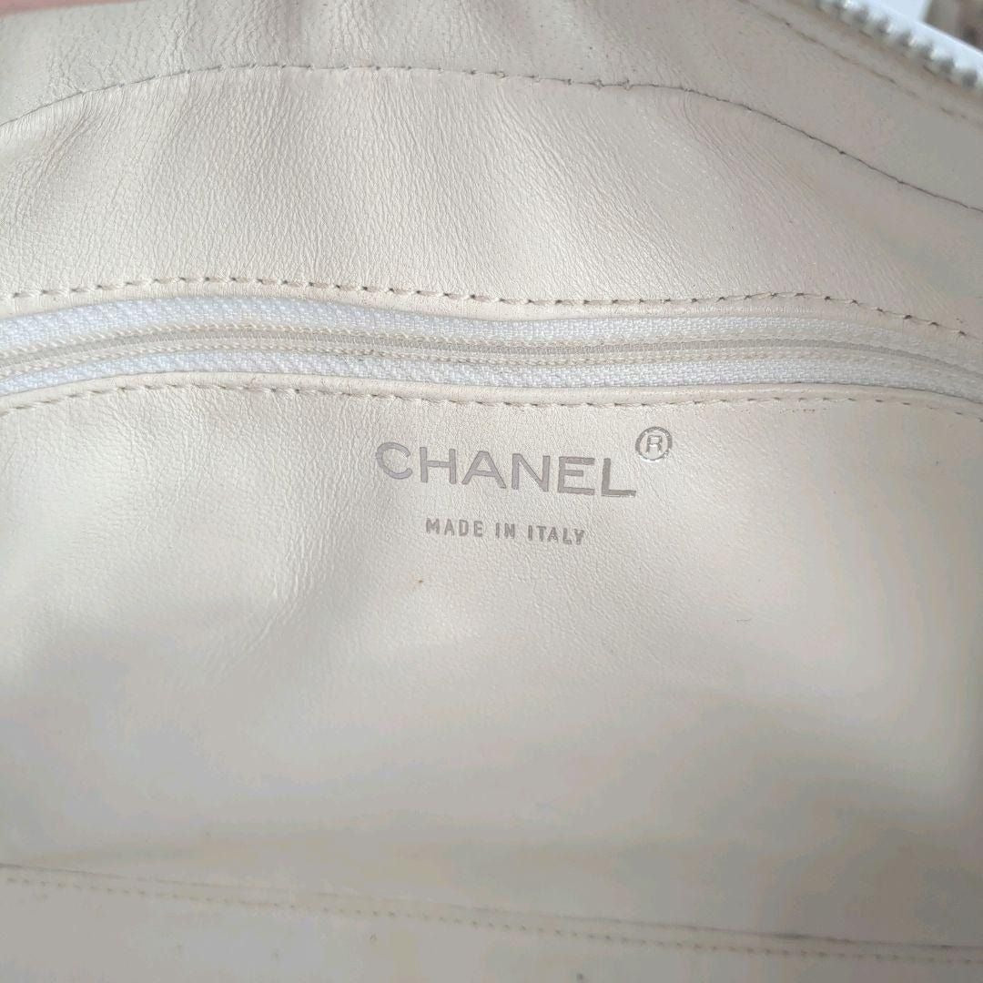 CHANEL CC Wild Stitch Vintage Quilted Bowler Hand Bag Tote Lambskin