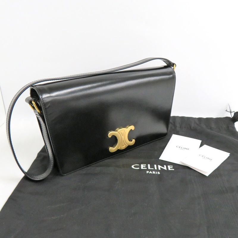 Celine Trapeze Triomphe Bag 199283bf438no Leather Black Gold Hardware