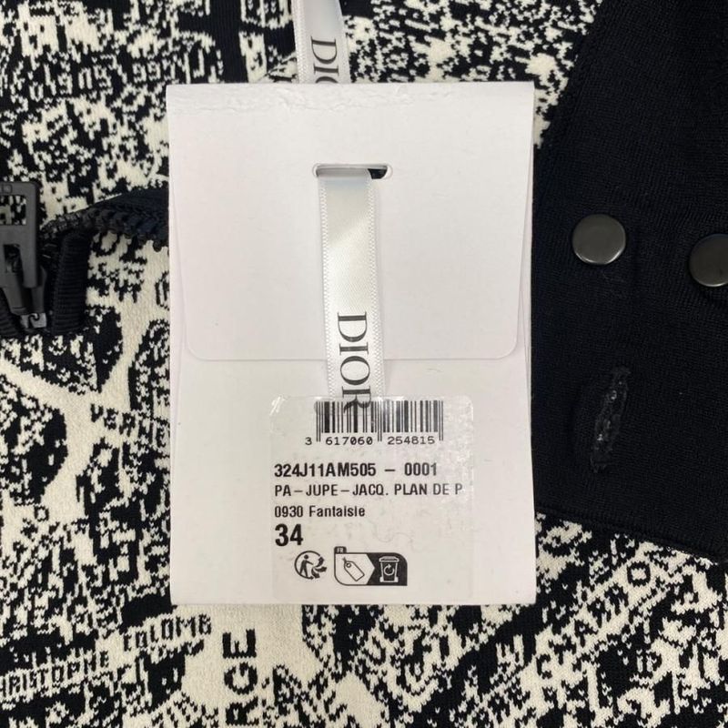 Christian Dior Mini Skirt Tight Skirt 324j11am505 White Black