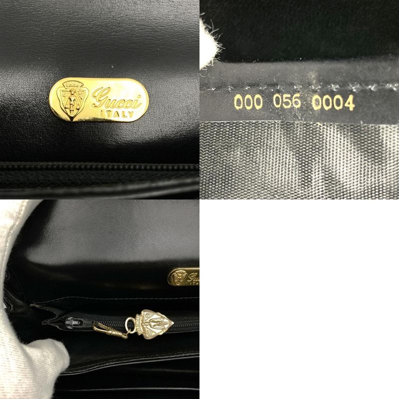 Gucci Handbag Black Leather Ladies Men Fashion Branded