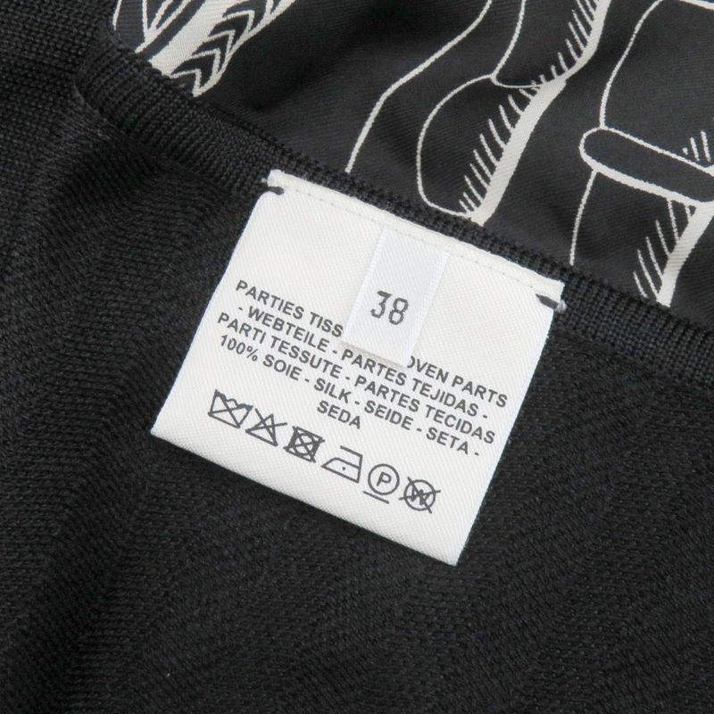 Hermes Twill Lane Knit Short Sleeve Short Sleeve Black Silk Tops