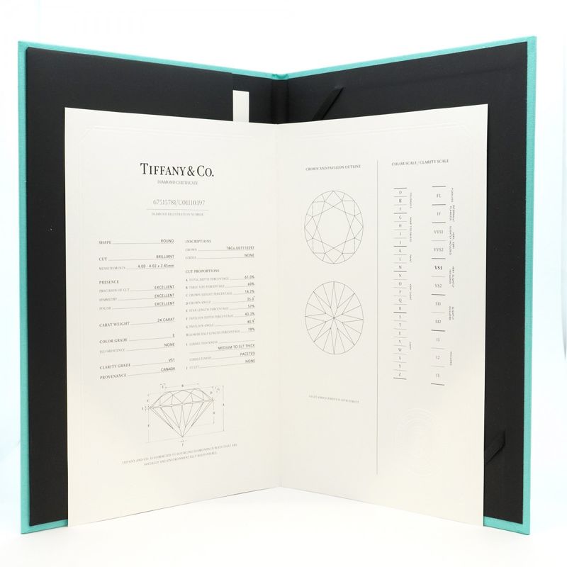 Tiffany & Co Ring Solitaire 1PD Pt950 Platinum Diamond 024ct 8 Ladies