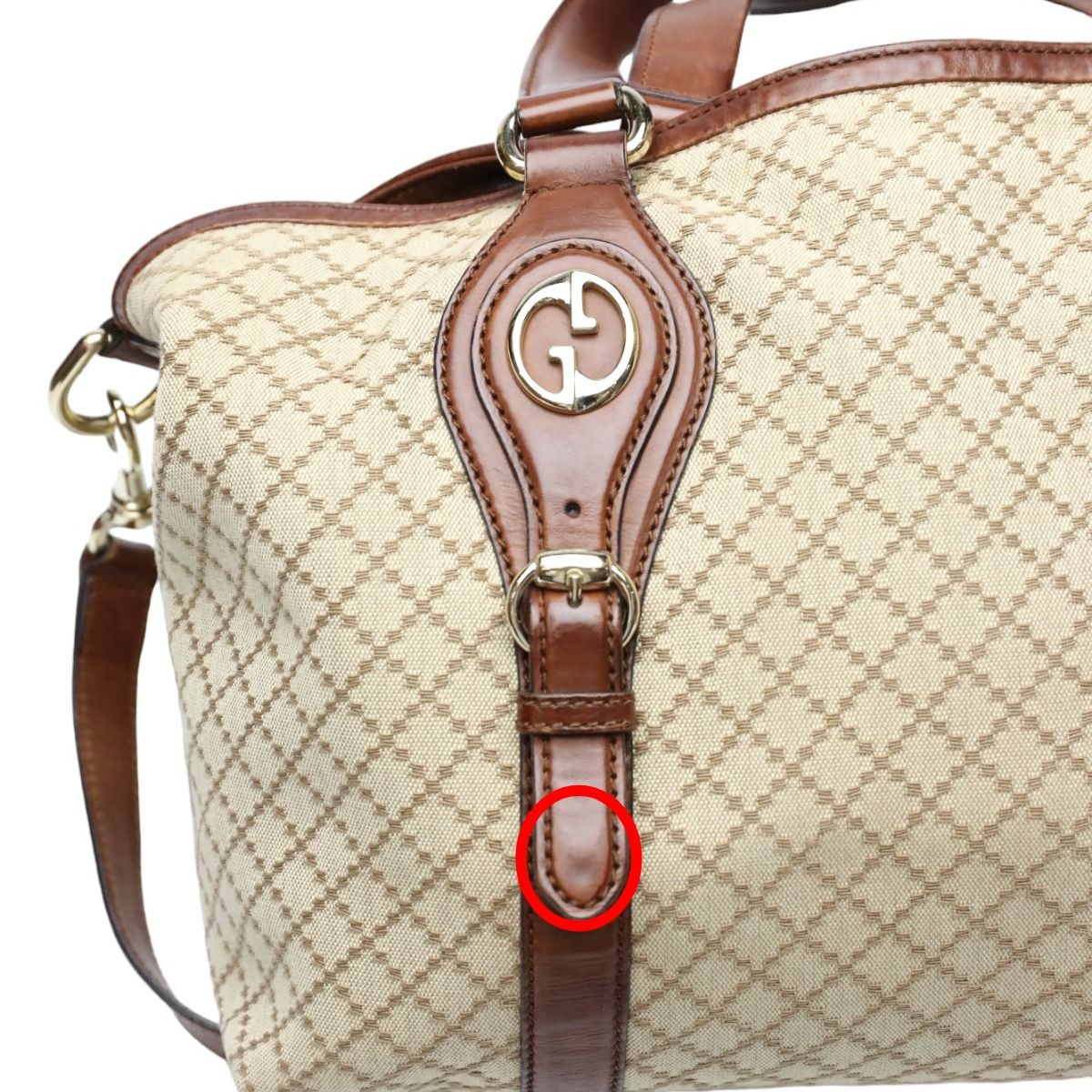 Gucci 2-Way Shoulder Bag Diamante Tote Antique Brown