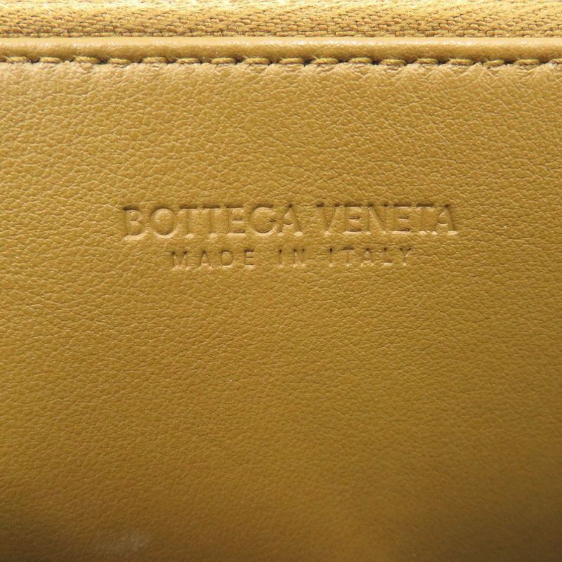 Bottega Veneta Intrecciato Leather Brown Round Zipper Long Wallet Brown 0387