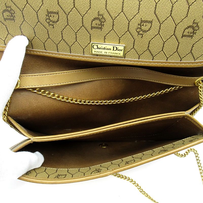 Dior Honeycomb Chain Shoulder Bag PVC Leather Women's Shoulder Bag Brown