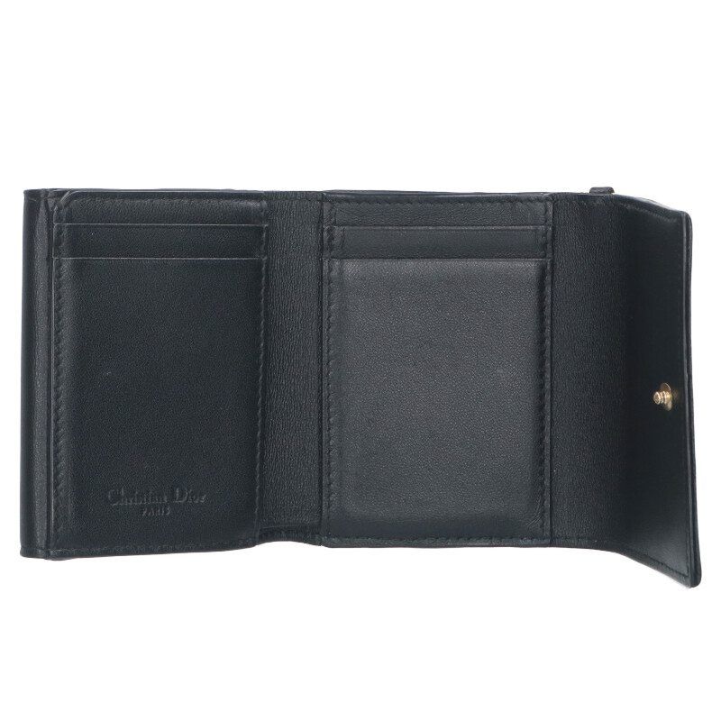 Christian Dior Leather Trifold Wallet With Charm Ladies
