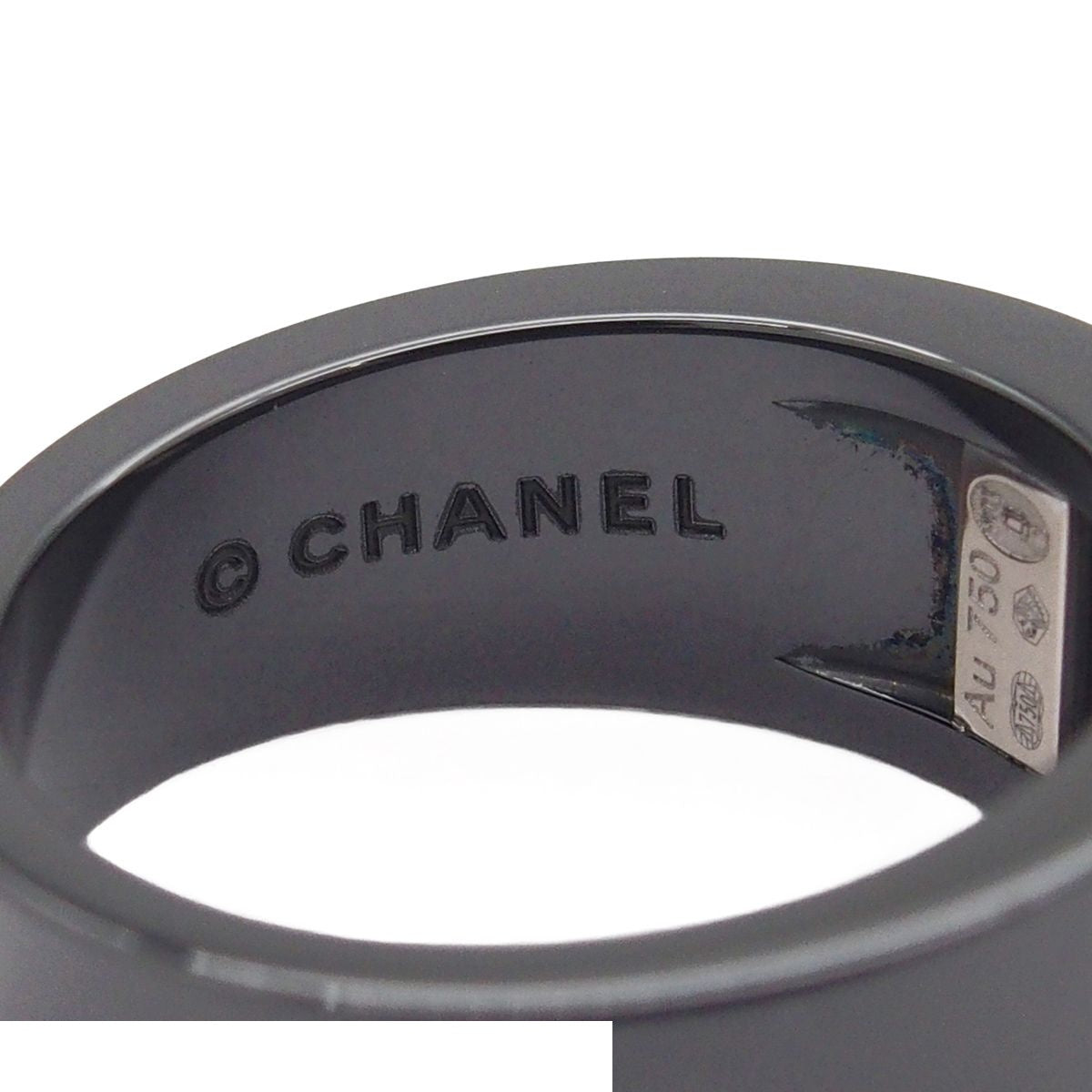 Chanel Cosmic Comet Ring Black White Gold Ceramic 18K Star Pave Diamond — view 8