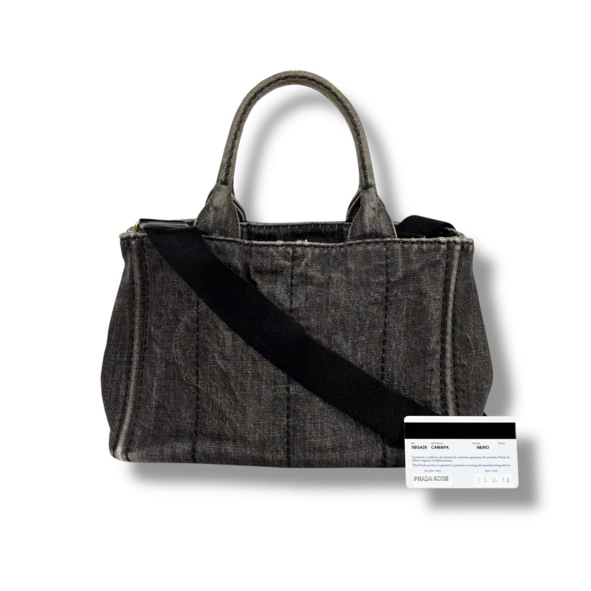 Prada Canapa SS 2-Way Mini Tote Shoulder Bag Denim Canvas Black — view 13