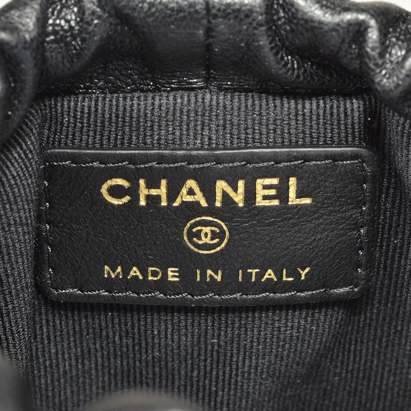Chanel Coco Mark Chain Shoulder Pouch Shoulder Bag Lambskin Ap2330 Black Gold