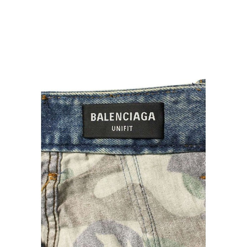 Balenciaga Tdw14 Camouflage Layered Crushed Denim Pants XS — view 3