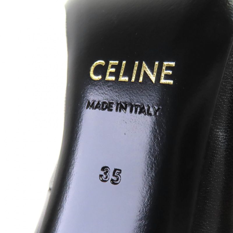 Celine 790810 Metal Toe Leather Pumps Black Silver 35 Storage With Bag Made In