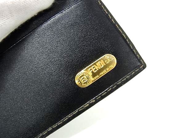 Fendi Vintage Pecan Pattern PVC X Leather Bifold Wallet Black And Brown Bl9289