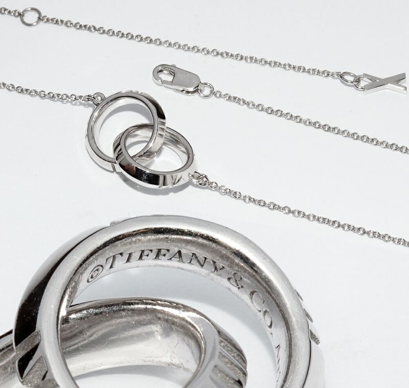 Tiffany & Co Pendant Necklace 18K White Gold Atlas X Closed Interlocking