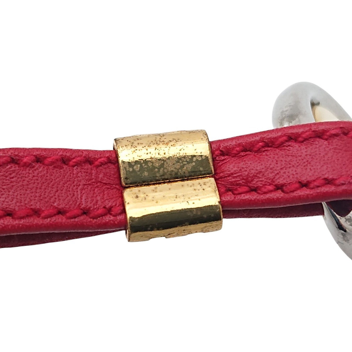 Gucci Vintage Key Holder Charm Leather Red Gold Silver — view 16