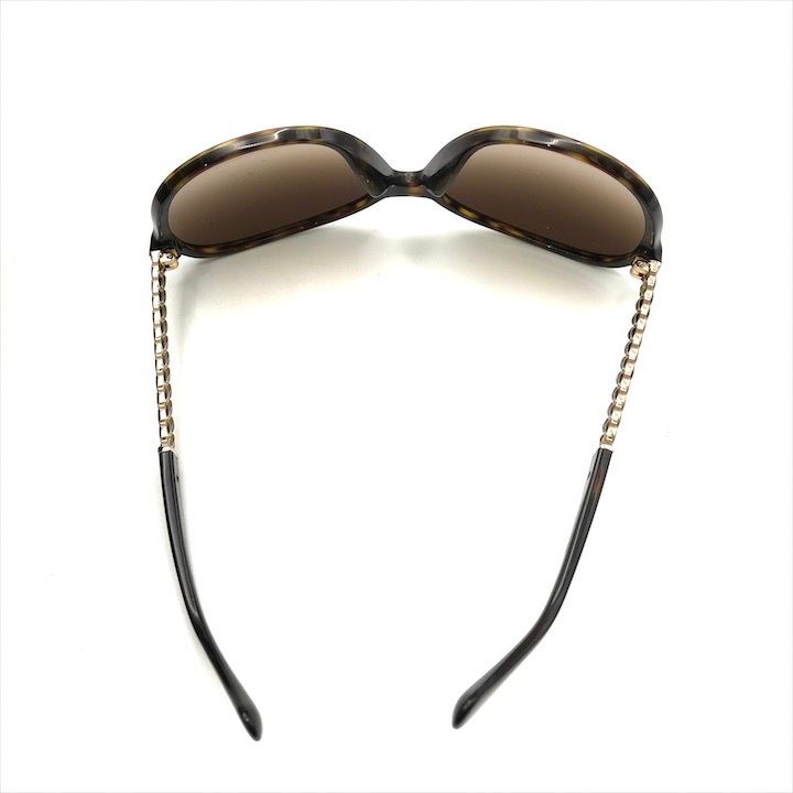 Chanel CC Logo Sunglasses Eyewear Tortoiseshell Pattern Chain Motif Brown