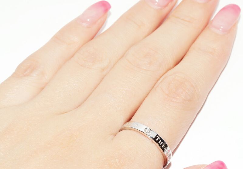 Tiffany & Co Ring Pt950 Diamond 3P (007ct) T&CO Band Ring Flat Band Ring Width