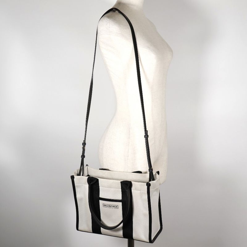 Balenciaga Hardware Small 2WAY Shoulder 671402 Canvas Black/white Women's Tote