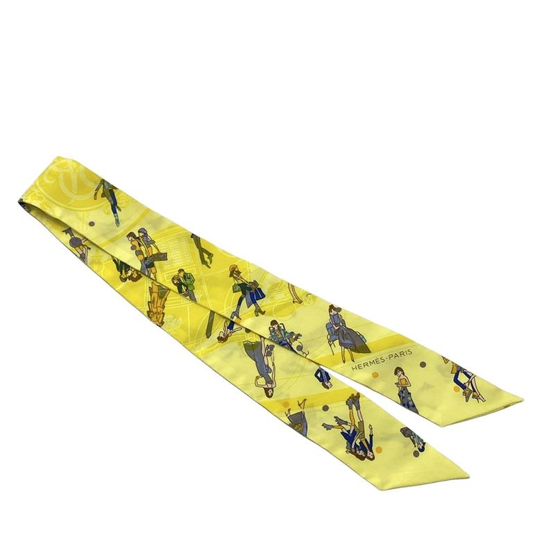Hermes Scarf Twillie Light Yellow X Yellow X Multi Ribbon Scarf