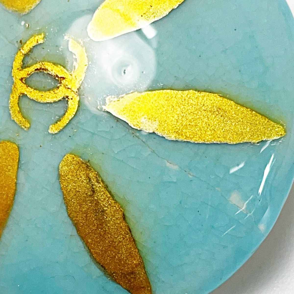 Chanel Coco Mark Light Blue Earring Pottery GP Vintage Ladies Accessories