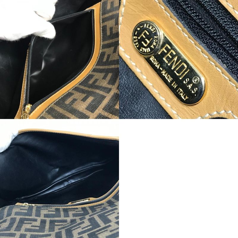 Fendi Shoulder Bag Zucca Logo Pvc/leather Brown