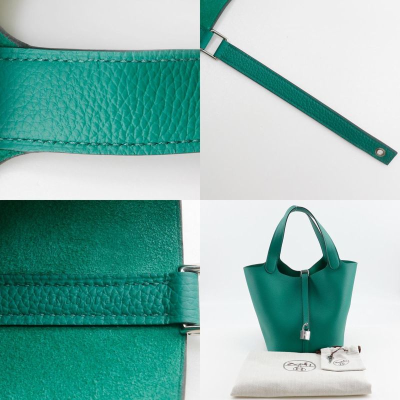 Hermes Picotin Lock 22mm (0.87in) X Taurillon Maurice Veilgate Green U Ladies