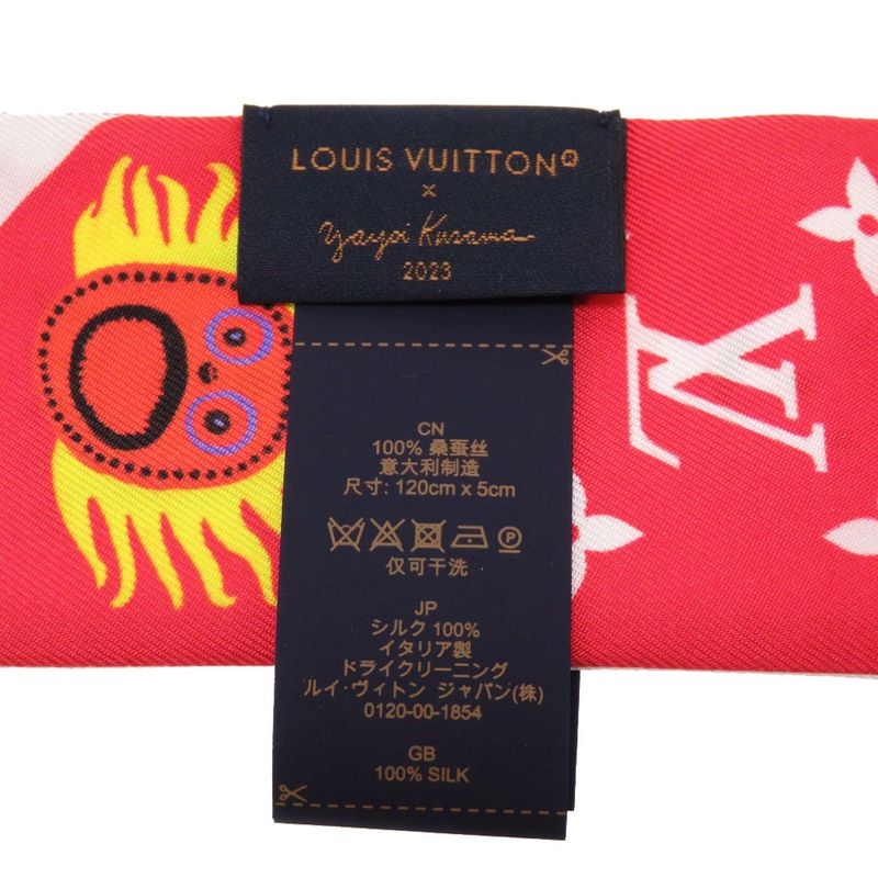 Louis Vuitton × Yayoi Kusama YK Bandeau BB Face M78312 Silk White Red Scarf LV