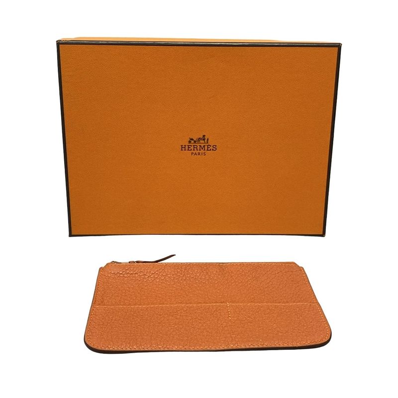 Hermes Dogon GM Orange Silver Hardware Leather Long Wallet
