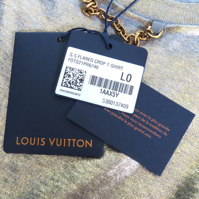 Louis Vuitton 23SS 100% Cotton LV Logo Chain Lame Crew Neck Short Sleeve
