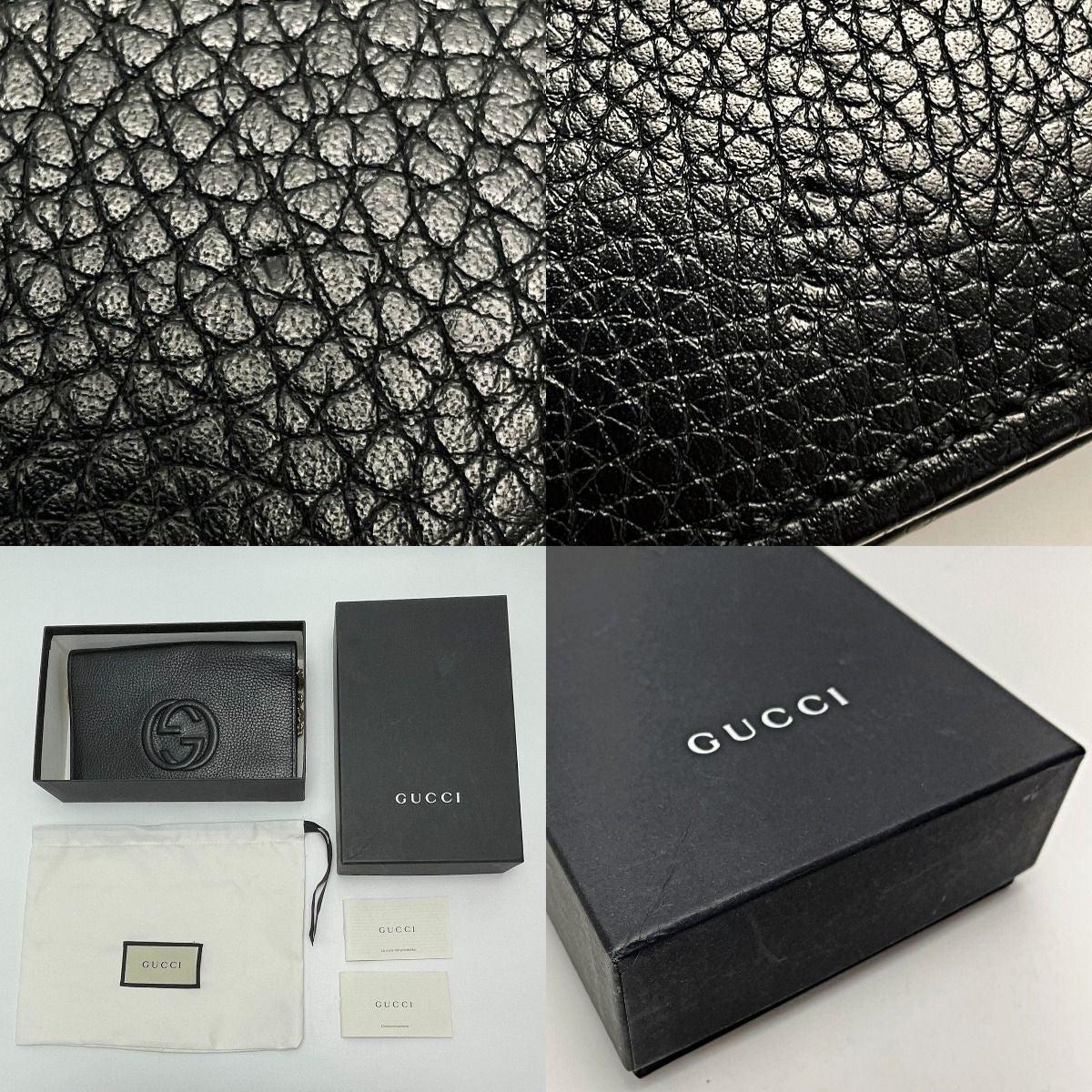 Gucci Soho 598211 Black Shoulder Bag Interlocking GG Women's Gold