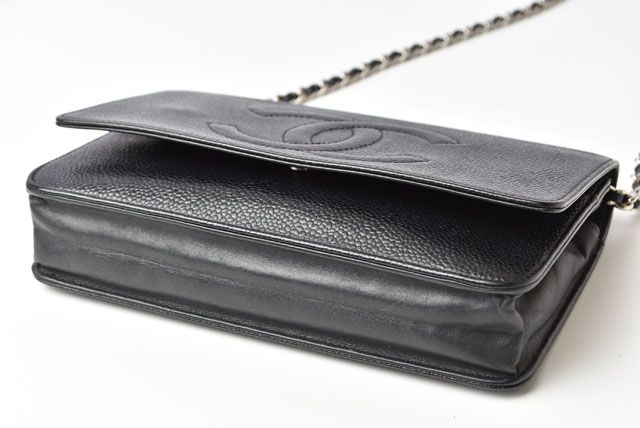 Chanel Chain Wallet Shoulder Bag Long Wallet Caviar Skin Black