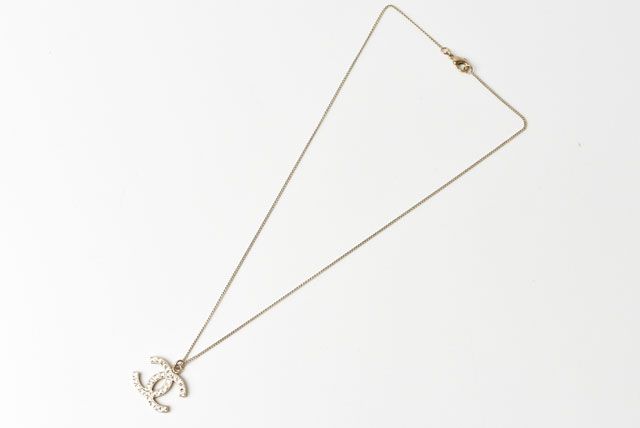 Chanel Necklace Pendant Coco Mark Rhinestone Gold