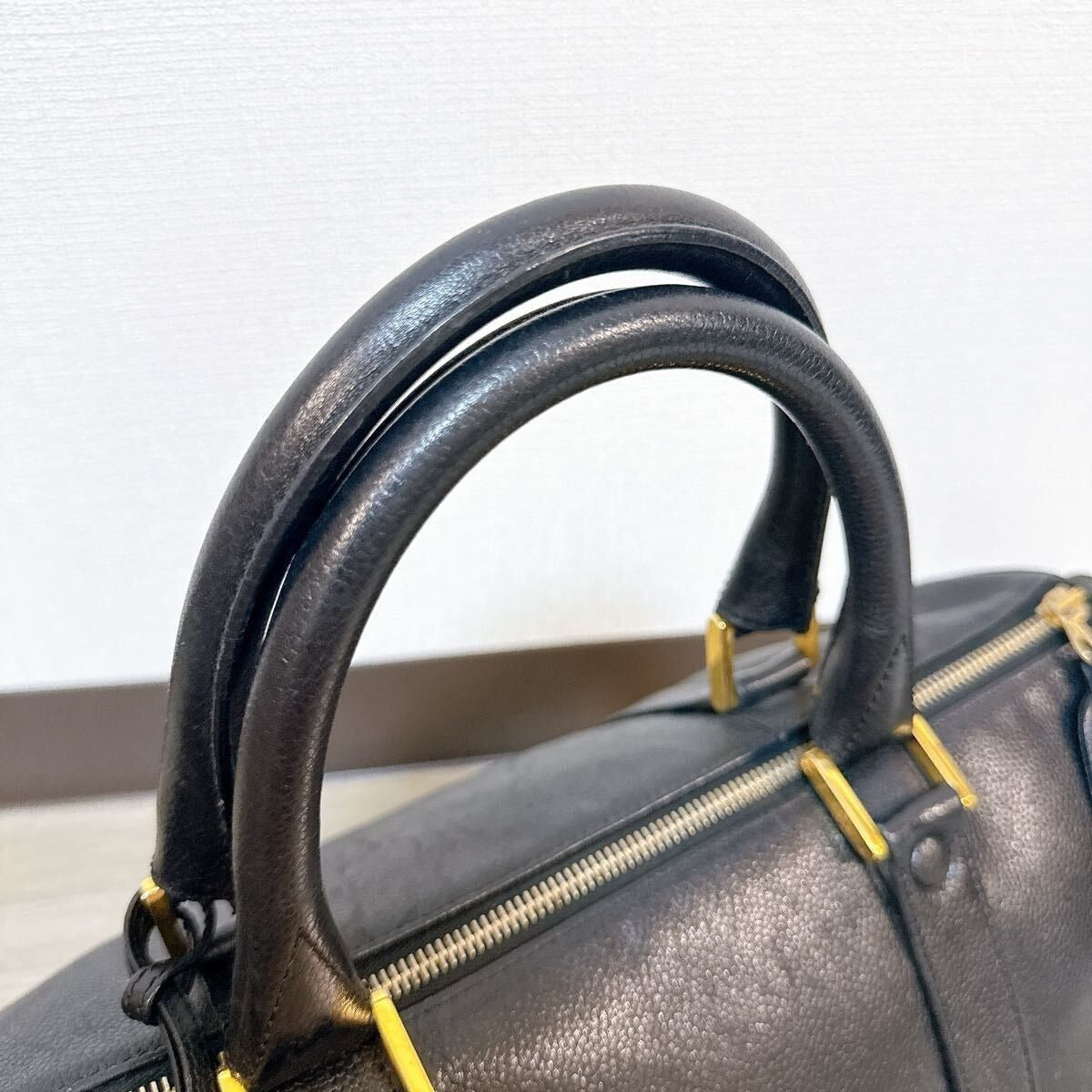 CHANEL Caviar Leather Large Bowler Bag Travel Bag Duffle Black CC Tote