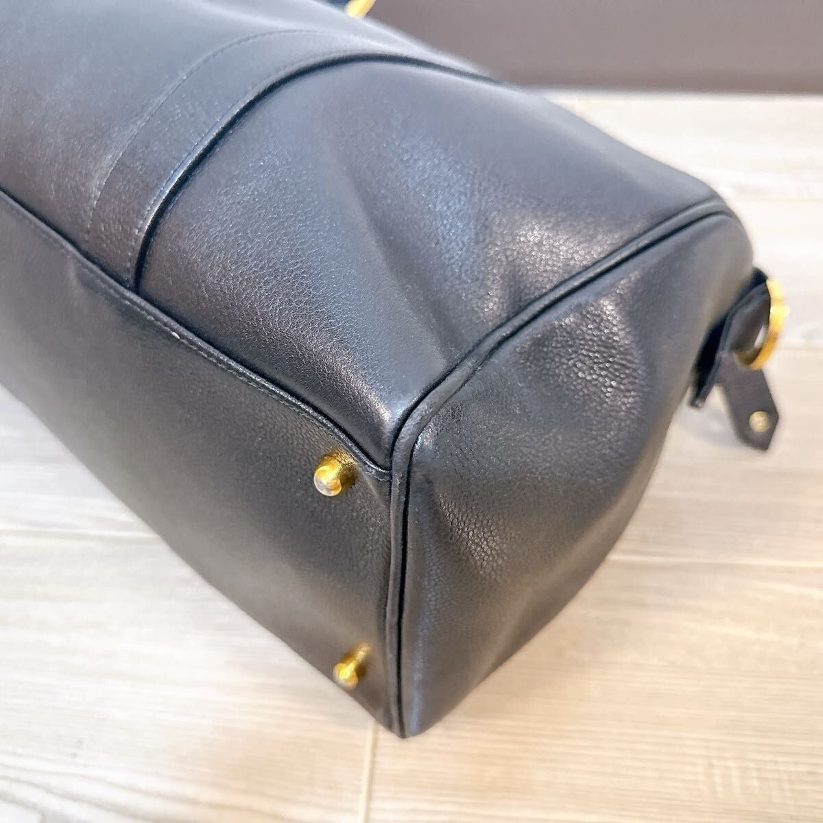 CHANEL Caviar Leather Large Bowler Bag Travel Bag Duffle Black CC Tote