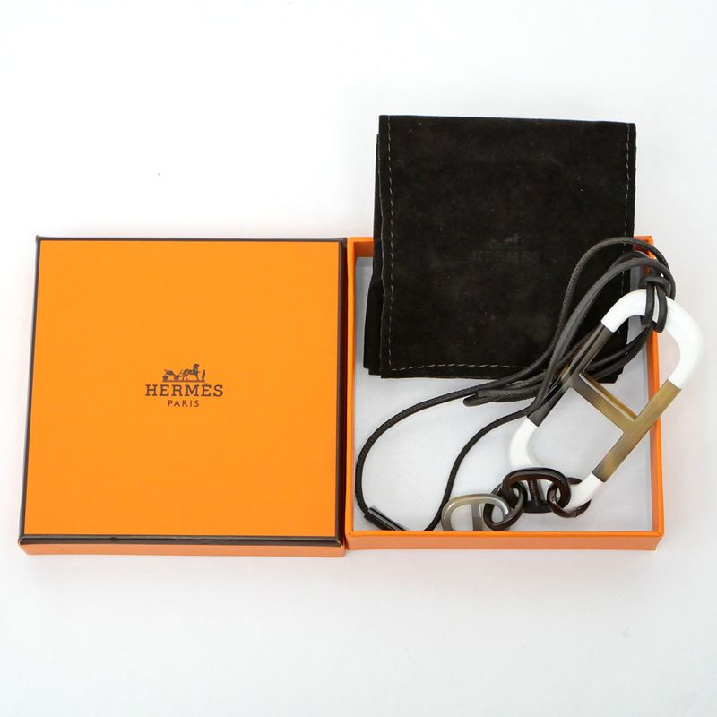 Hermes Necklace Amar Buffalo Horn White Brown Pendant Accessories-
