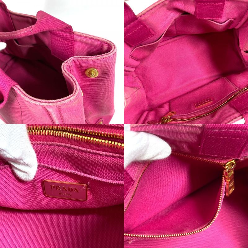 Prada Handbag Canapa Canvas Pink