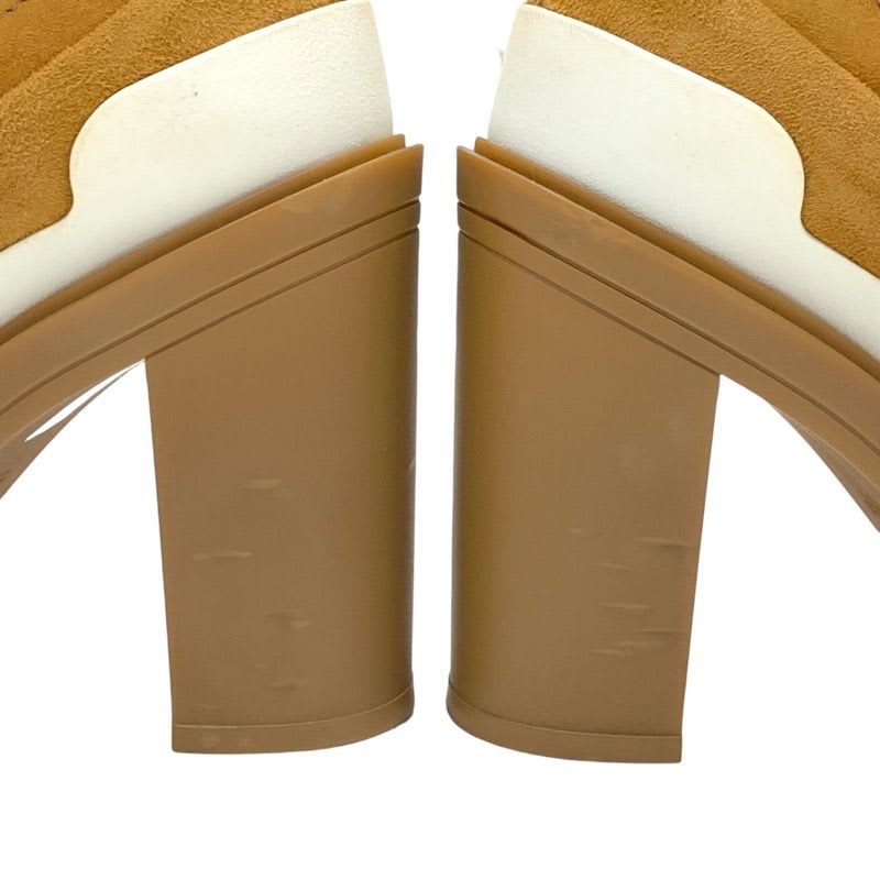 Hermes Boots Short Sock Shoes Suede Fabric Bicolor Camel Brown