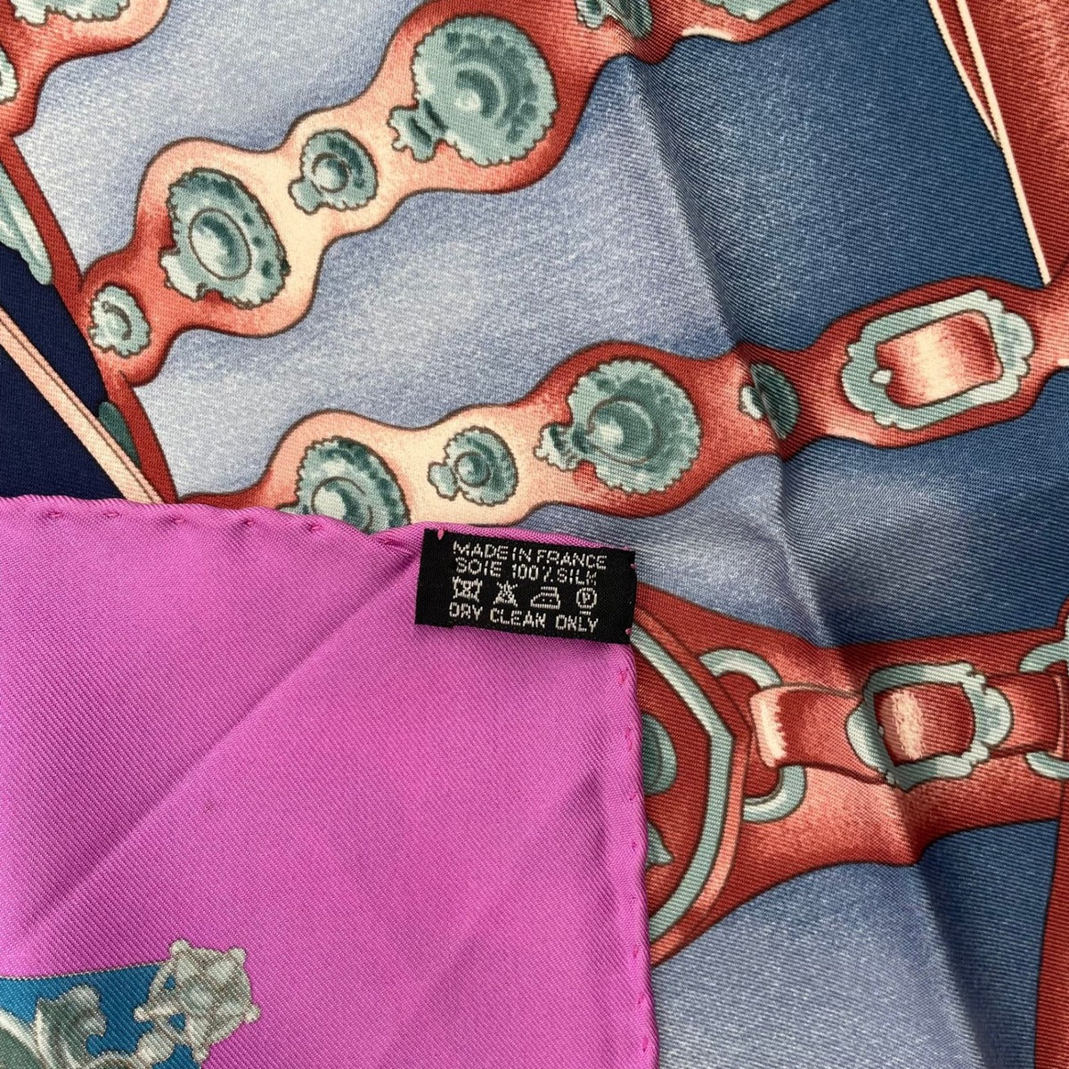 Hermes Carre 90 Scarf 100% Silk Harnais de Cour Court Horse Tackle Purple Box — view 12