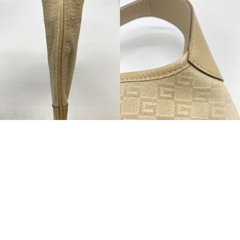 Gucci 001 4057 Shoulder Bag GG Suede Beige One Shoulder Women Men Fashion