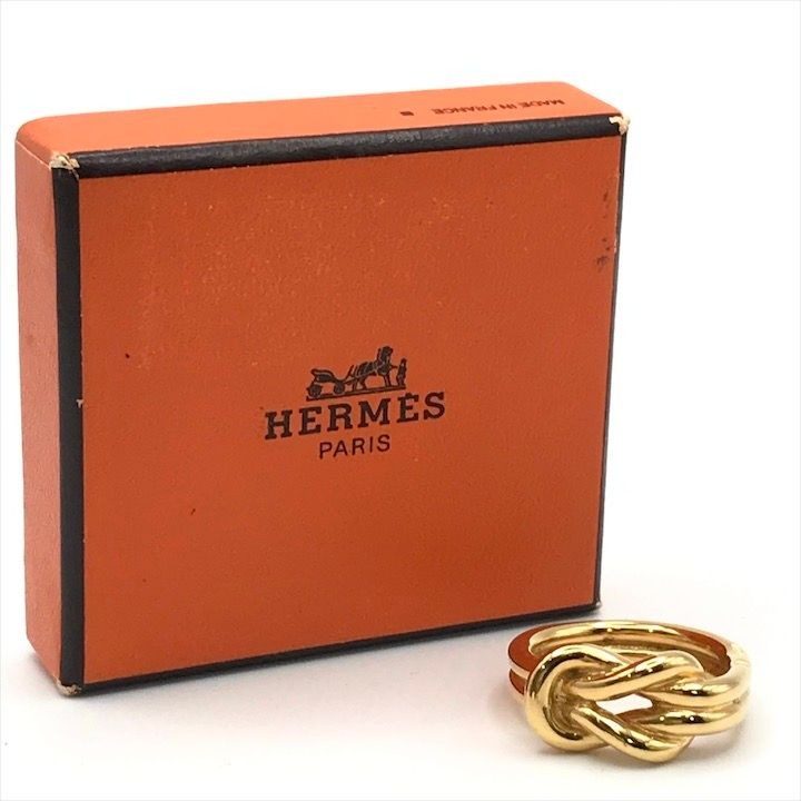 Hermes Atame Scarf Ring Gold Metal Closure